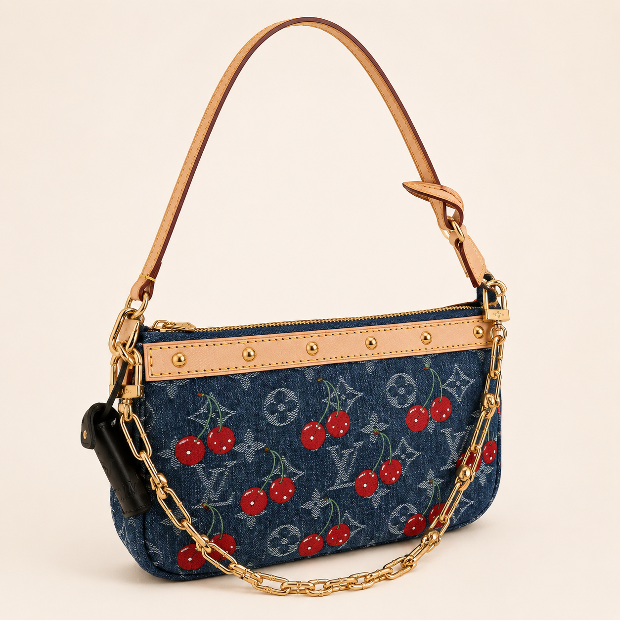 ルイ・ヴィトン × 村上隆 LV × TM ポシェット・アクセソワール デニム チェリー ショルダーバッグ
