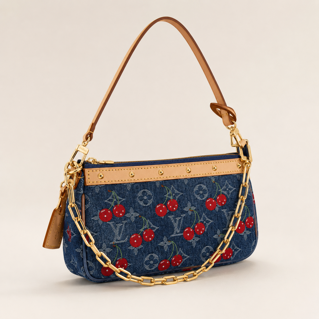 ルイ・ヴィトン × 村上隆 LV × TM ポシェット・アクセソワール デニム チェリー ショルダーバッグ