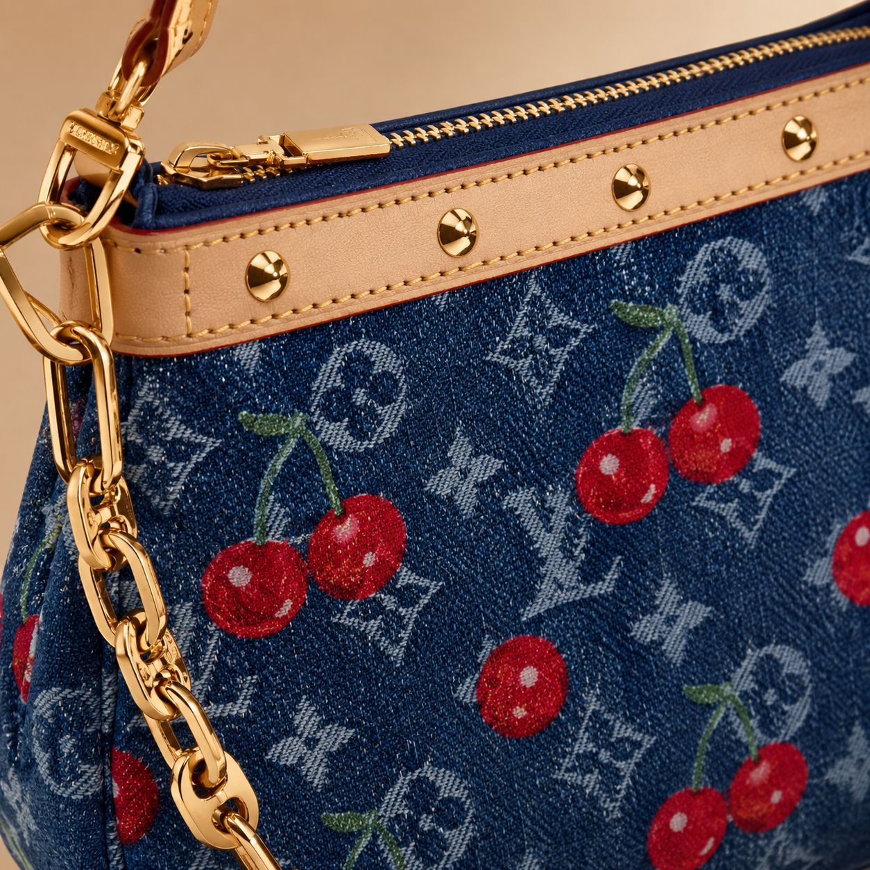 ルイ・ヴィトン × 村上隆 LV × TM ポシェット・アクセソワール デニム チェリー ショルダーバッグ