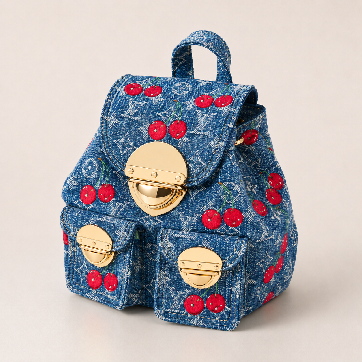 ルイ・ヴィトン × 村上隆 LV × TM ヴェニス NM デニム チェリー ミニリュック