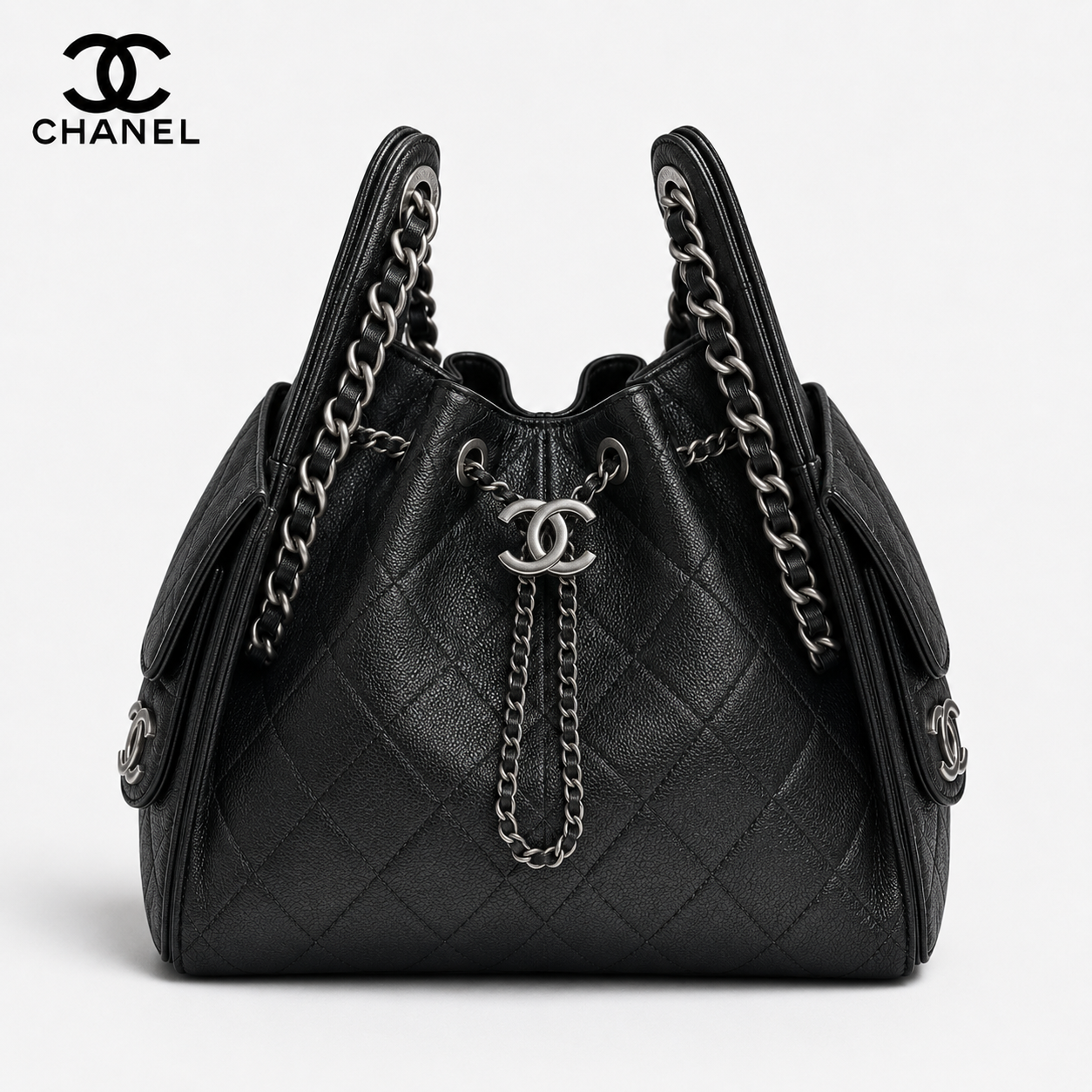 CHANEL25 スモールバッグ ブラック シルバー金具 マトラッセ 2WAYバッグ