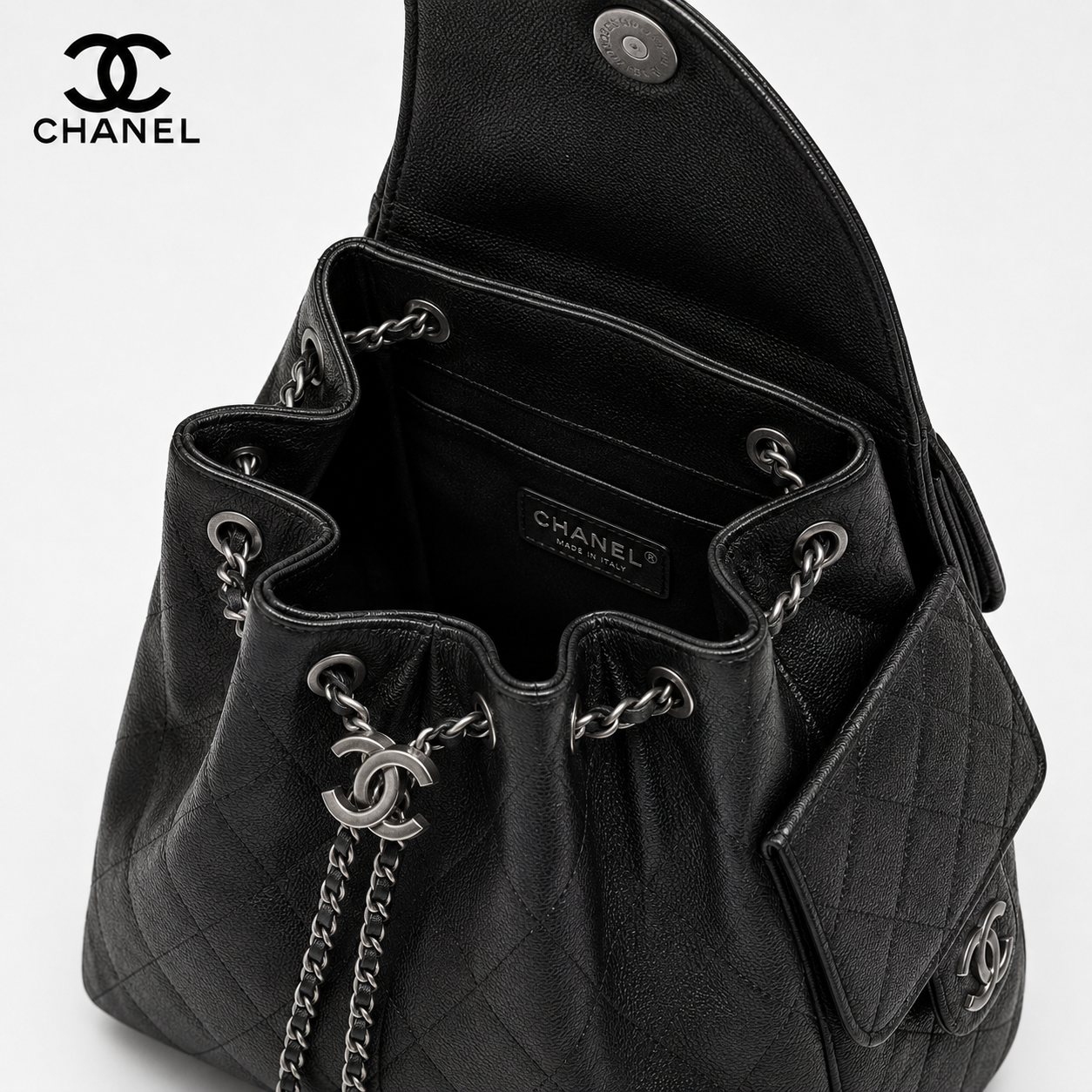 CHANEL25 スモールバッグ ブラック シルバー金具 マトラッセ 2WAYバッグ