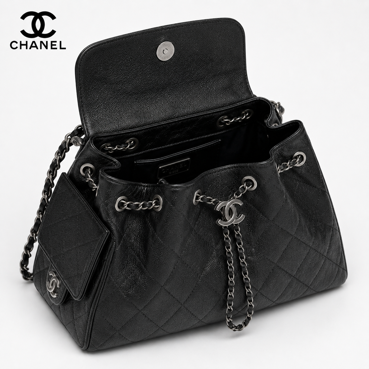 CHANEL25 スモールバッグ ブラック シルバー金具 マトラッセ 2WAYバッグ