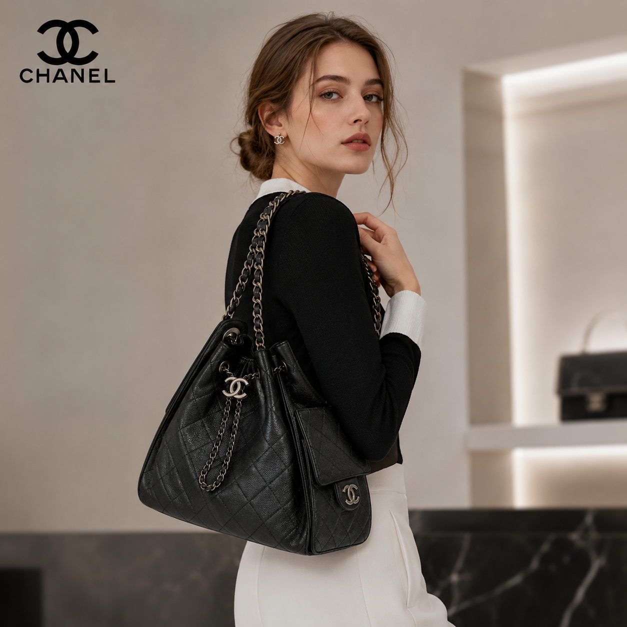 CHANEL25 スモールバッグ ブラック シルバー金具 マトラッセ 2WAYバッグ