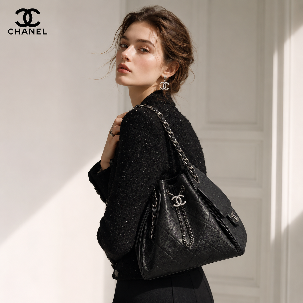 CHANEL25 スモールバッグ ブラック シルバー金具 マトラッセ 2WAYバッグ