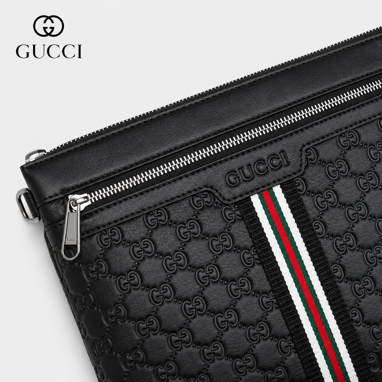 グッチ クラッチバッグ 30×20×3cm GGエンボス ストライプ スリムクラッチ