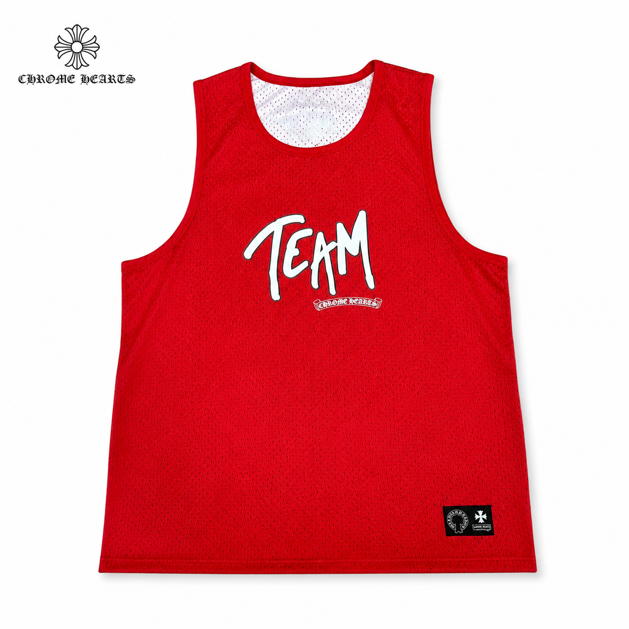 クロムハーツ レッド メッシュ TEAM タンクトップ スポーツジャージベスト