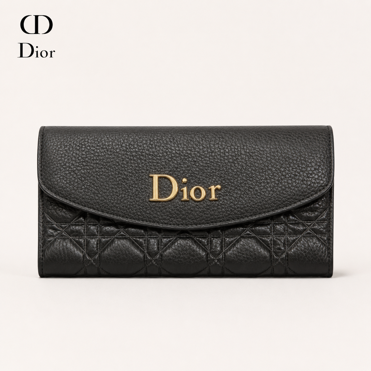 Dior ブラックレザー 長財布 ディオール 長財布 レディース ブラック カナージュ レザー ロング