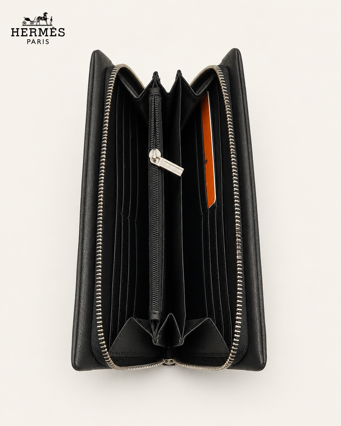 エルメス クラッチバッグ 財布 21×10cm エプソンレザー ブラック ロングウォレット