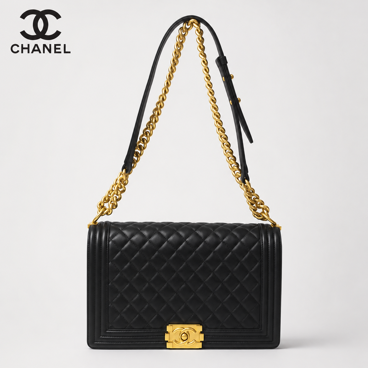 シャネル BOY CHANEL キャビアスキン ショルダーバッグ モダンマトラッセ チェーンバッグ