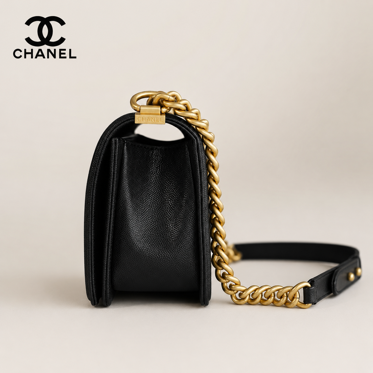 シャネル BOY CHANEL キャビアスキン ショルダーバッグ モダンマトラッセ チェーンバッグ