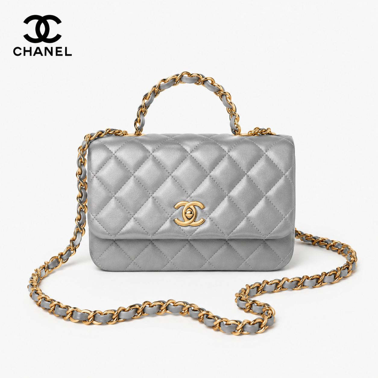 シャネル CHANEL 19 トップハンドル チェーンウォレット AP3664 ブラック ラムスキン
