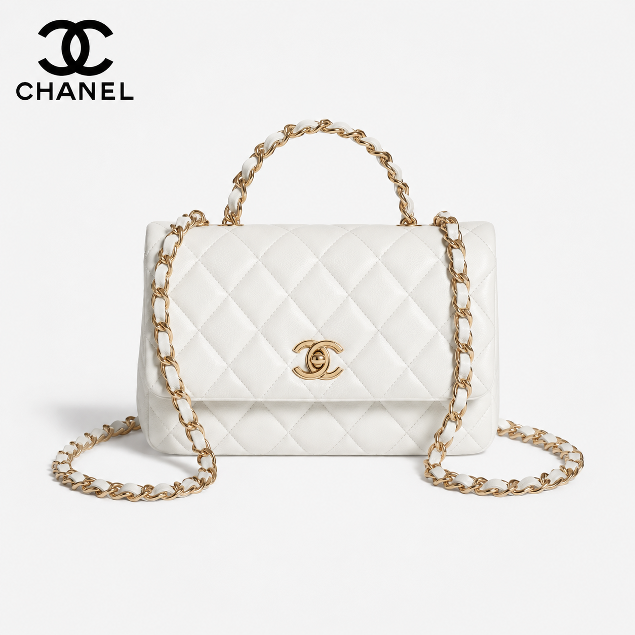 シャネル CHANEL 19 トップハンドル チェーンウォレット AP3664 ブラック ラムスキン