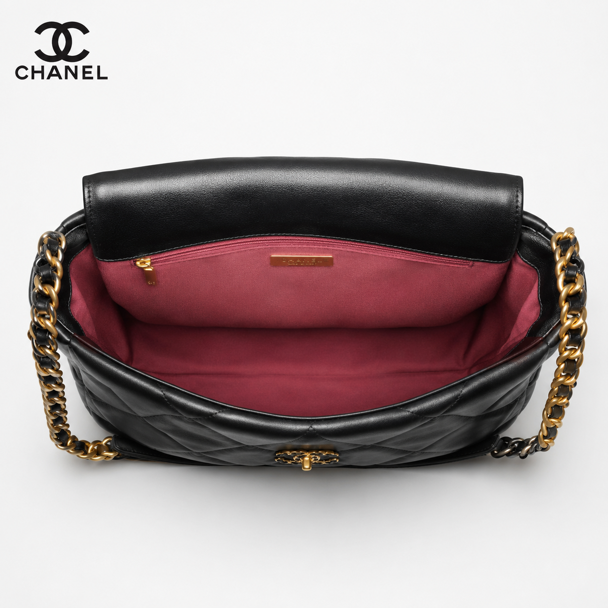 シャネル CHANEL 19 マキシ ハンドバッグ AS1162 ブラック シャイニー ラムスキン