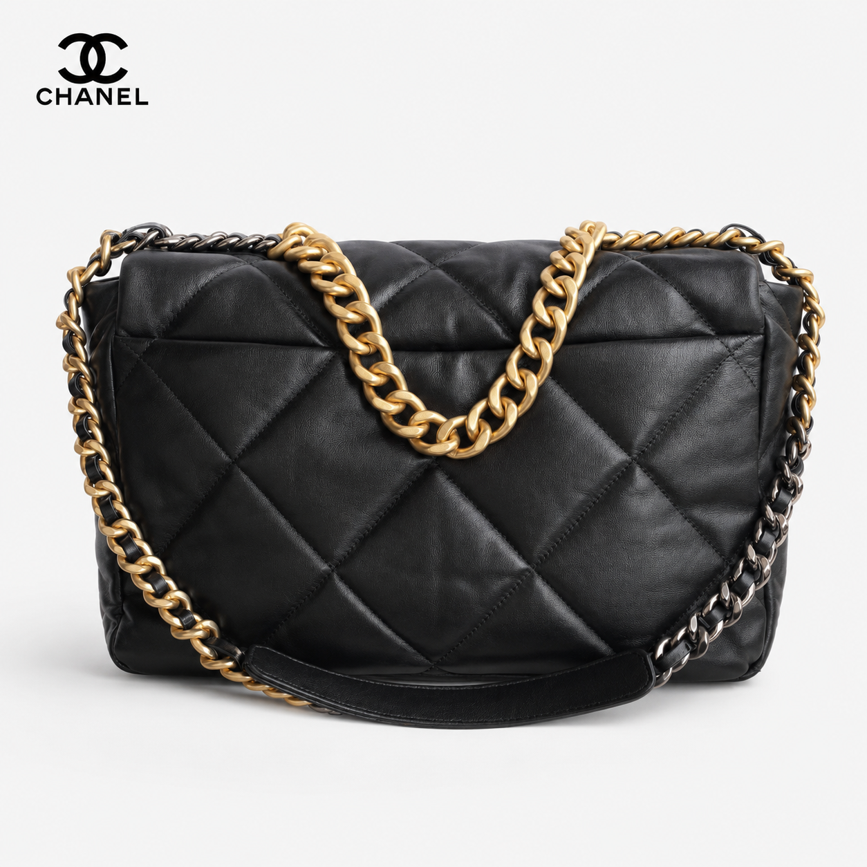 シャネル CHANEL 19 マキシ ハンドバッグ AS1162 ブラック シャイニー ラムスキン