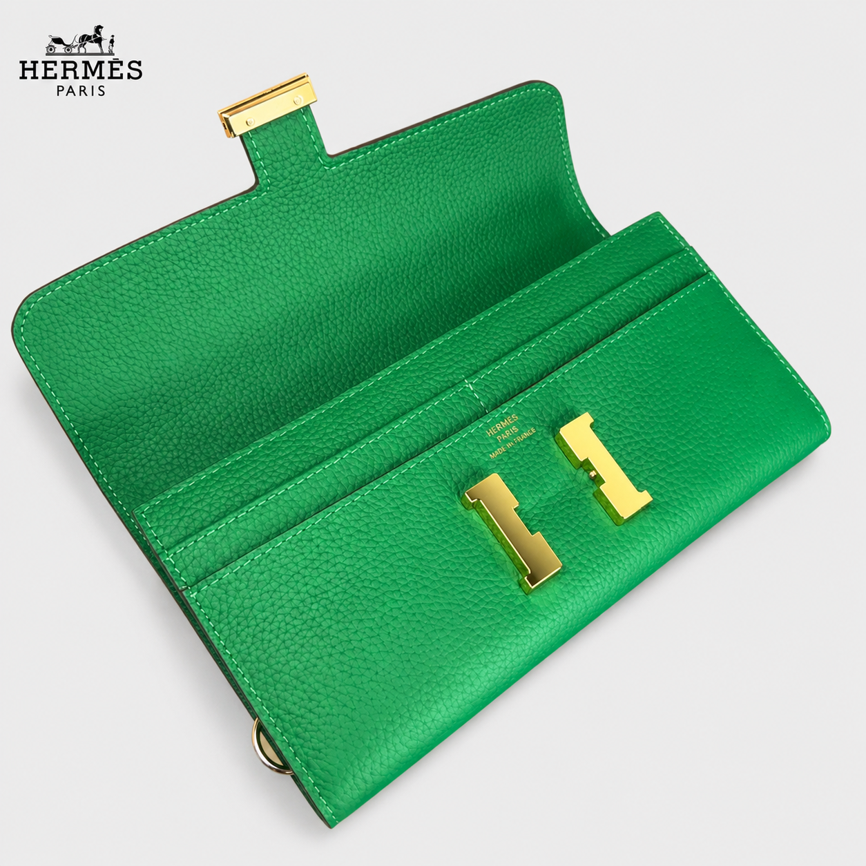 Hermès エルメス 9852 レザー クラッチウォレット 22×11cm 未使用 イタリア製 高級 本革 小物 財布