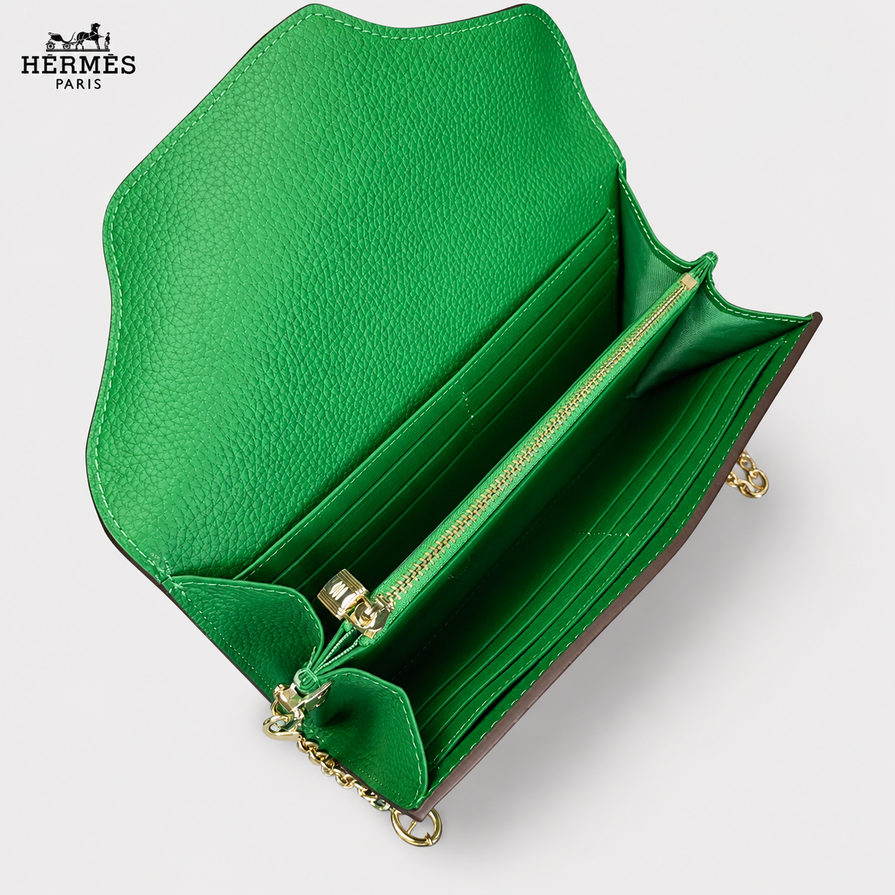 Hermès エルメス 9852 レザー クラッチウォレット 22×11cm 未使用 イタリア製 高級 本革 小物 財布