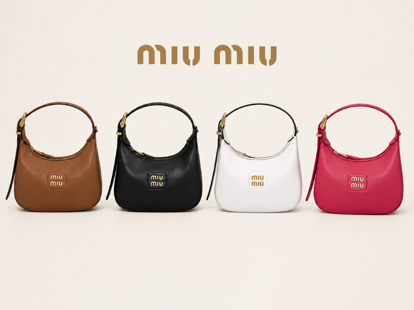 MIUMIU（ミュウミュウ）レザー ホーボーバッグ｜洗練されたデザインと