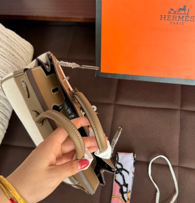 HERMÈS（エルメス）バーキン キャンバス×レザー ハンドバッグ シルバー金具