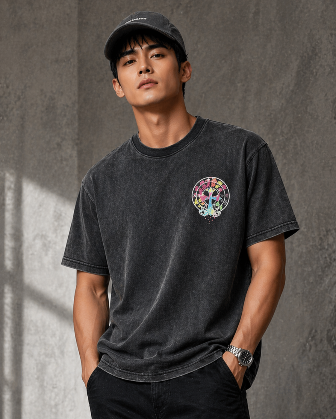 【Chrome Hearts】Tシャツ 男女兼用 夏用 高品質 カップル向け 十字架＆サンスクリット柄 半袖