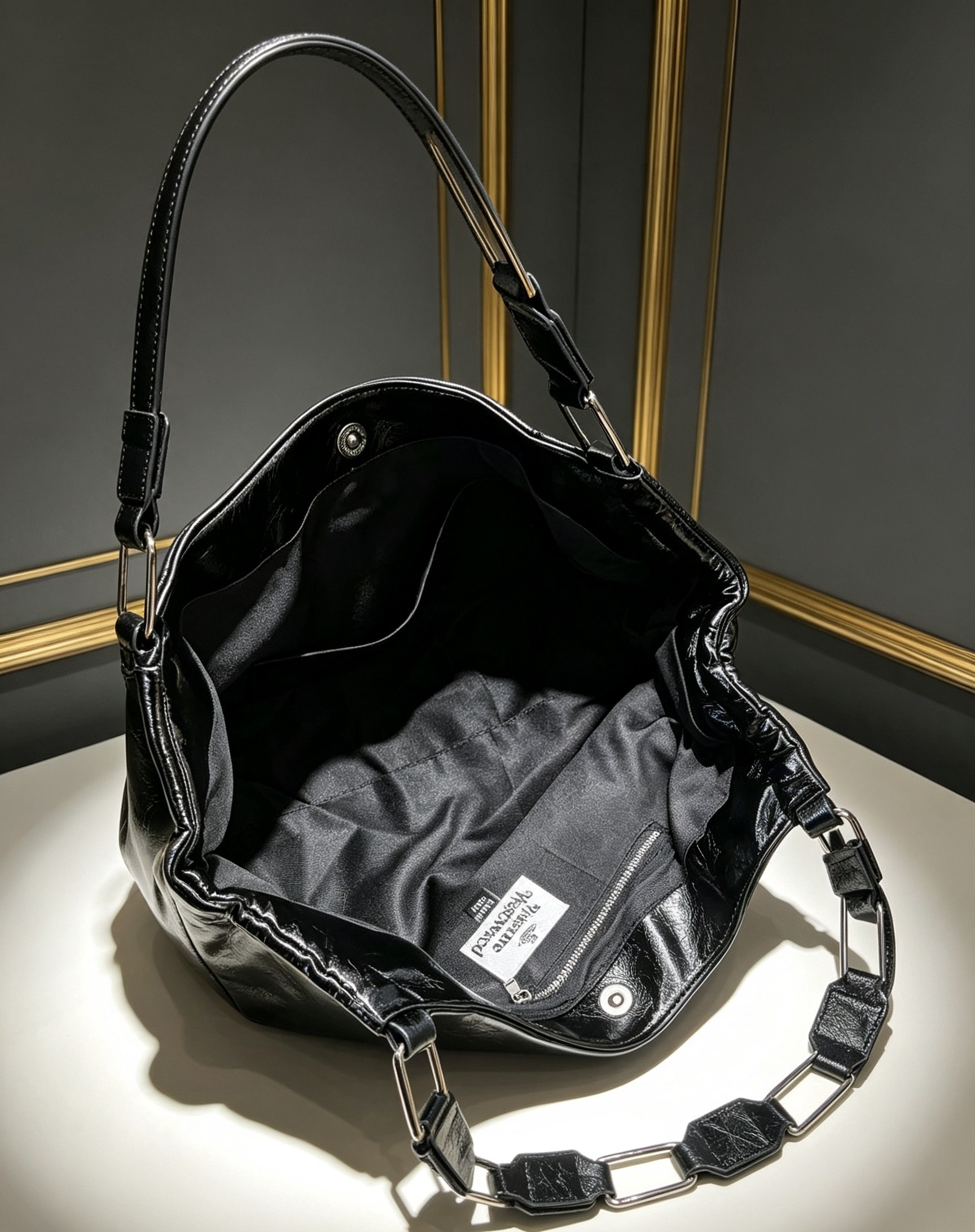 Vivienne Westwood オーブ メタルストラップ ショルダーバッグ ブラック