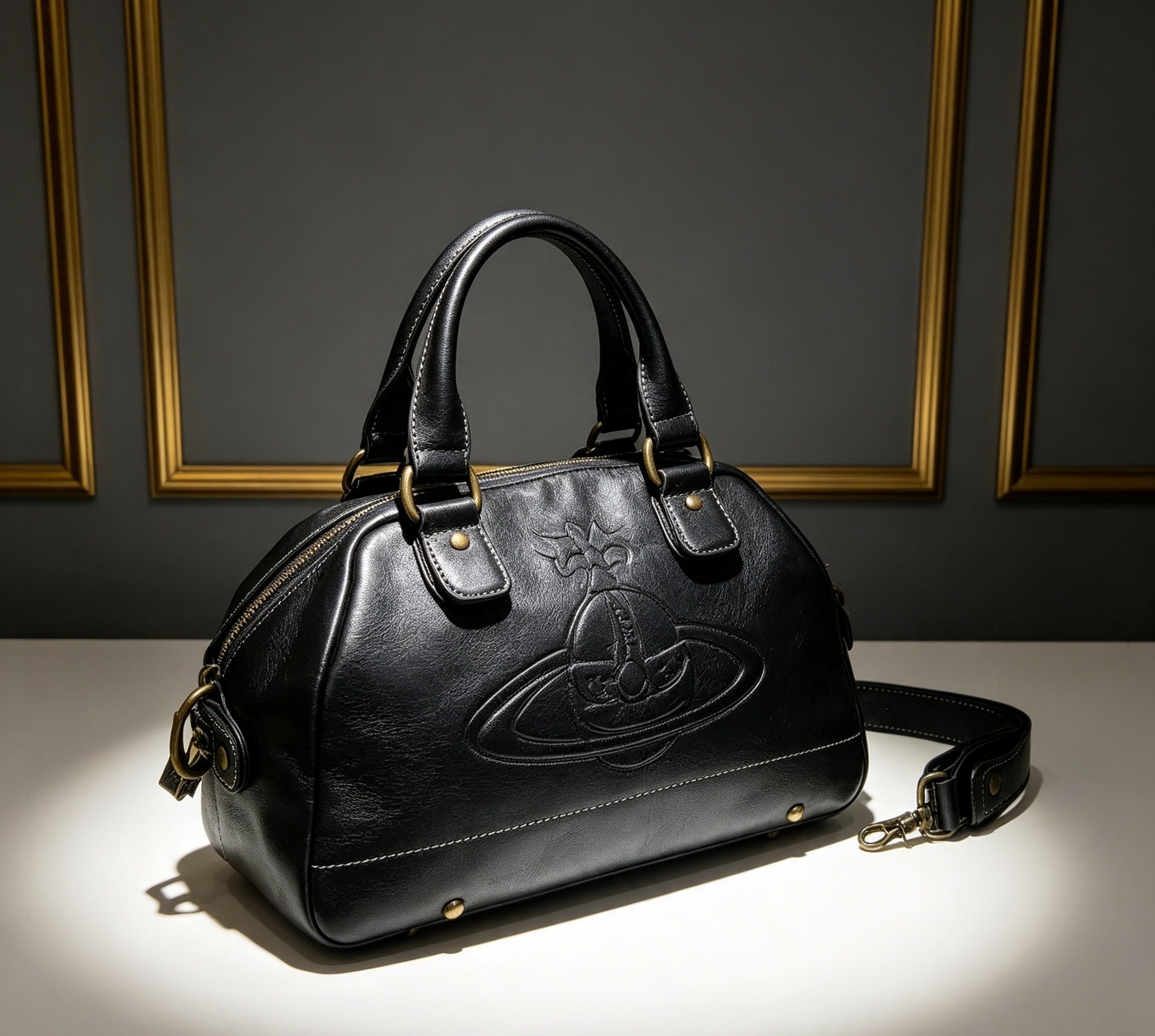 Vivienne Westwood オーブ エンボス 2WAY ハンドバッグ ブラック