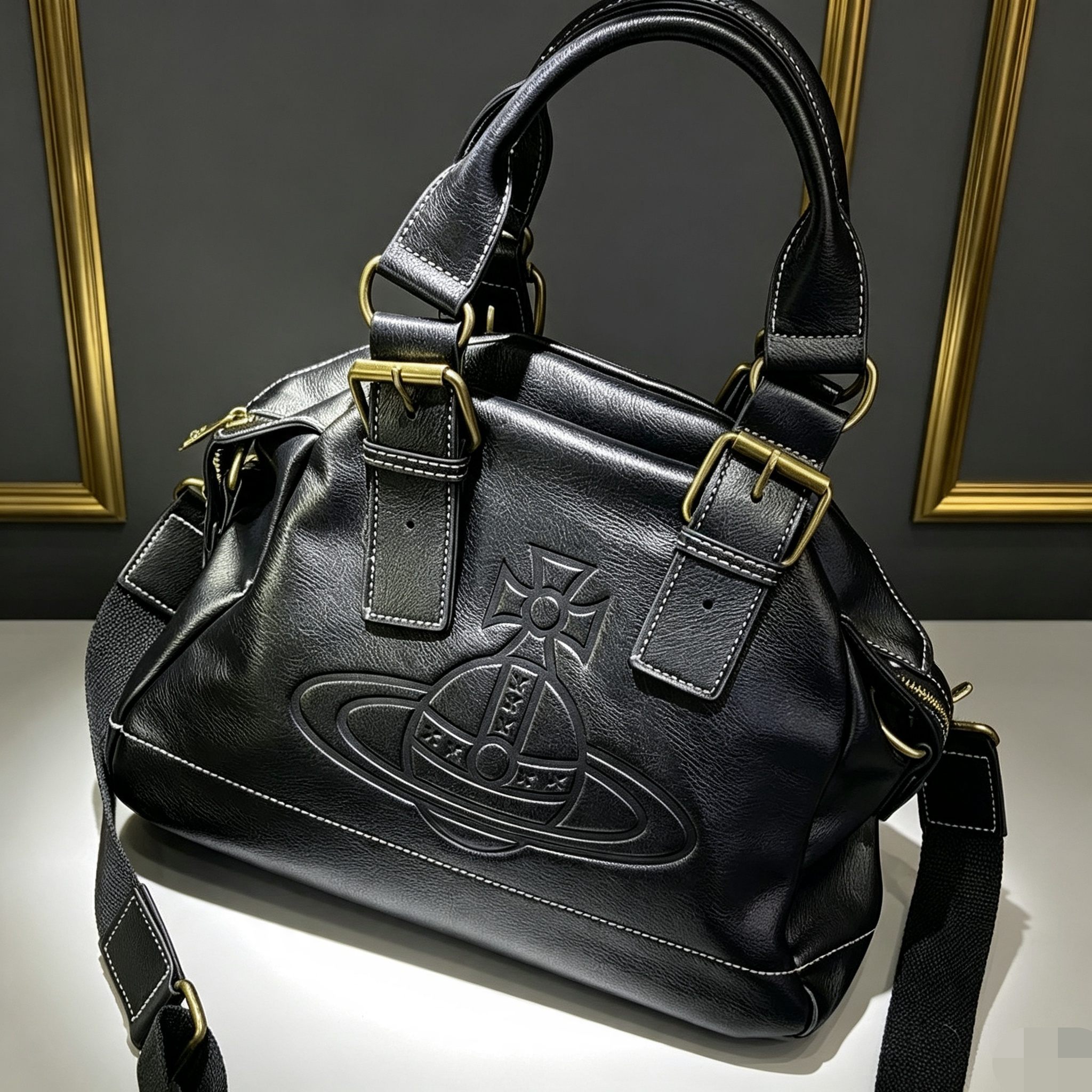 Vivienne Westwood オーブ エンボス 2WAY ハンドバッグ ブラック