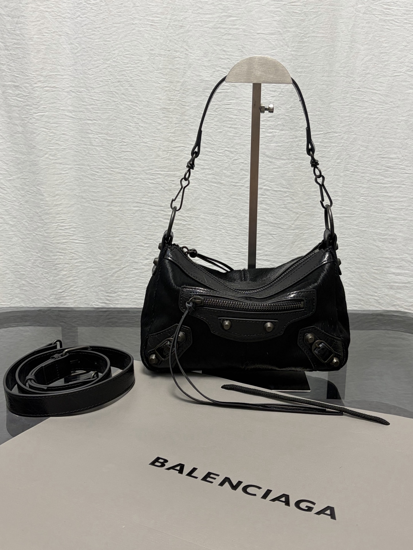 BALENCIAGA Le City ハラコ×カーフレザー ミニショルダーバッグ