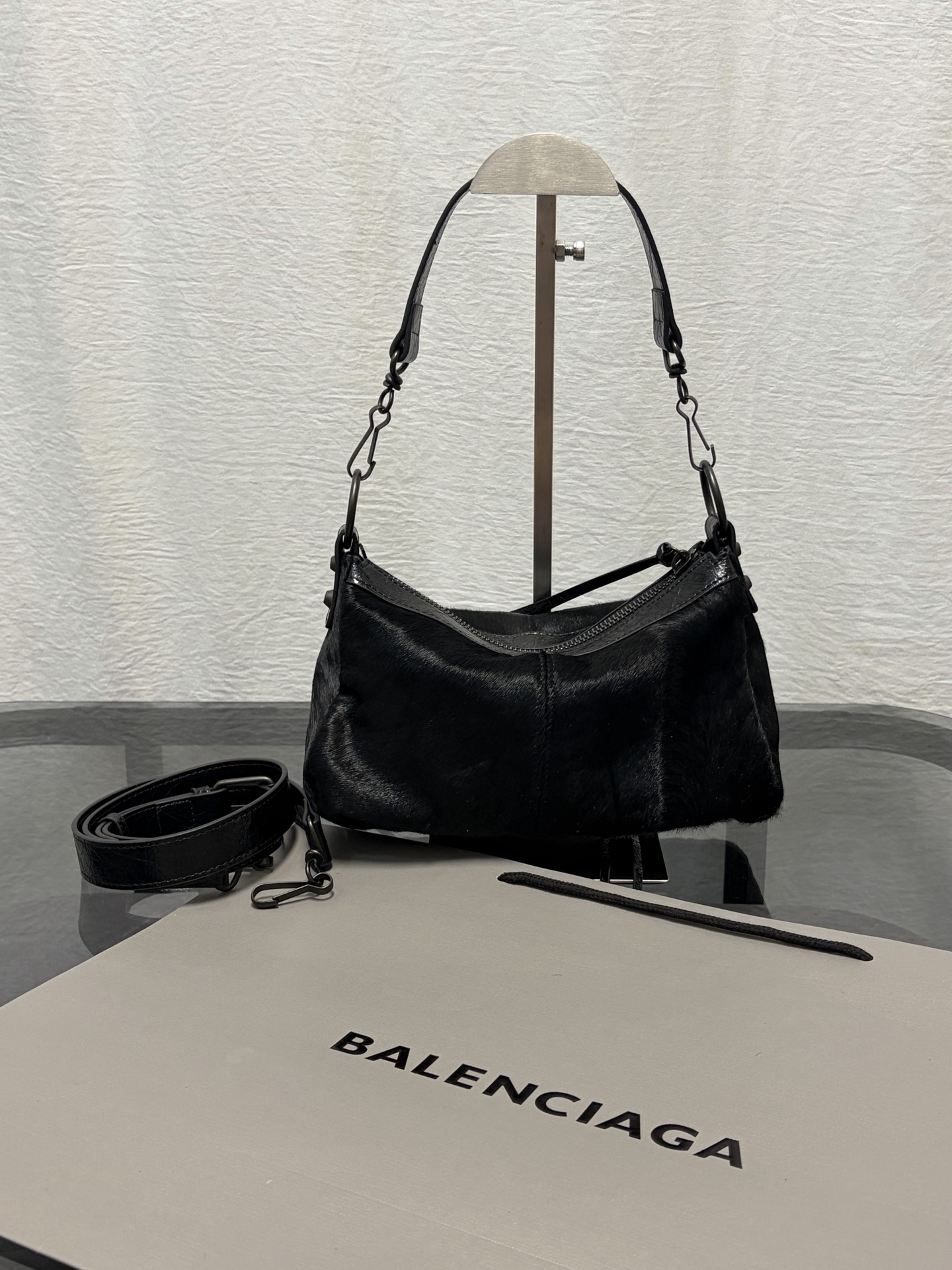 BALENCIAGA Le City ハラコ×カーフレザー ミニショルダーバッグ