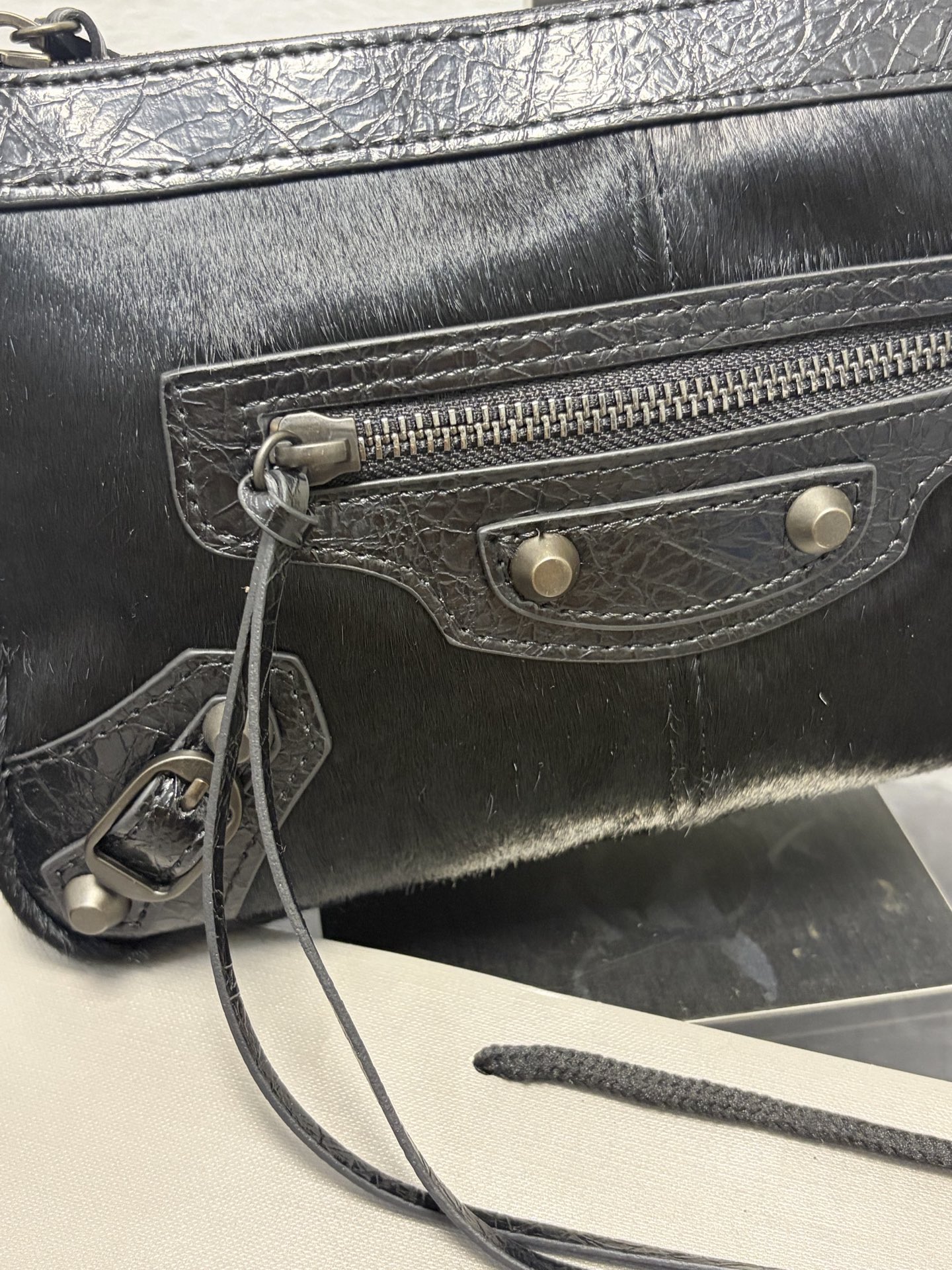 BALENCIAGA Le City ハラコ×カーフレザー ミニショルダーバッグ