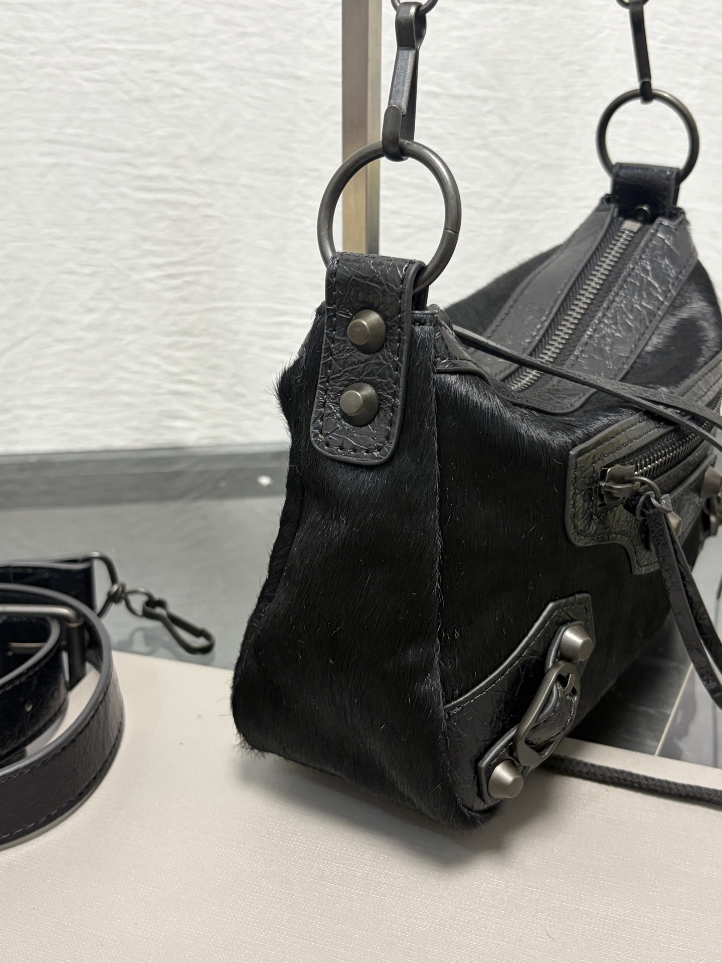 BALENCIAGA Le City ハラコ×カーフレザー ミニショルダーバッグ