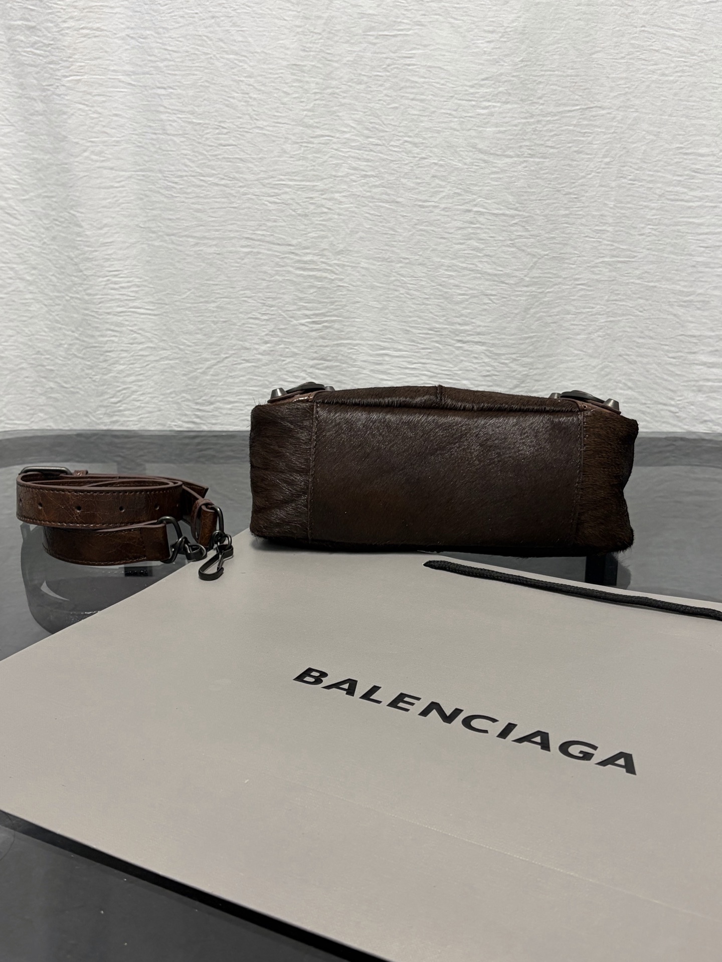 BALENCIAGA Le City ハラコ×カーフレザー ミニショルダーバッグ