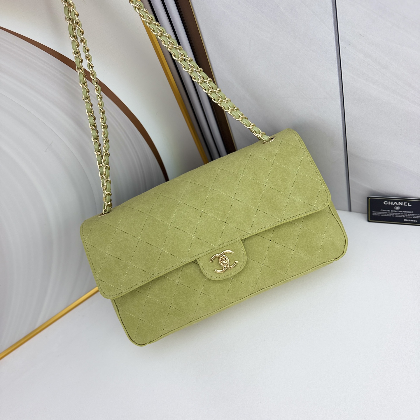 CHANEL 26A スエード フラップバッグ 谷愛凌着用モデル ライトグリーン