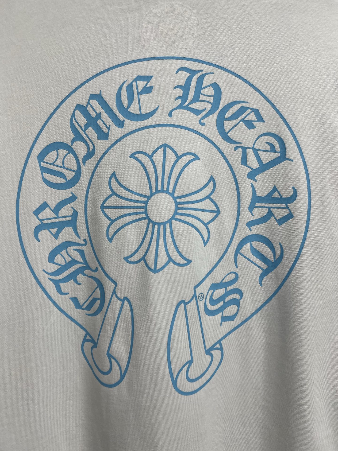 クロムハーツ CH25SS ブルーフローラル ホースシュー クロス ロングスリーブTシャツ ホワイト