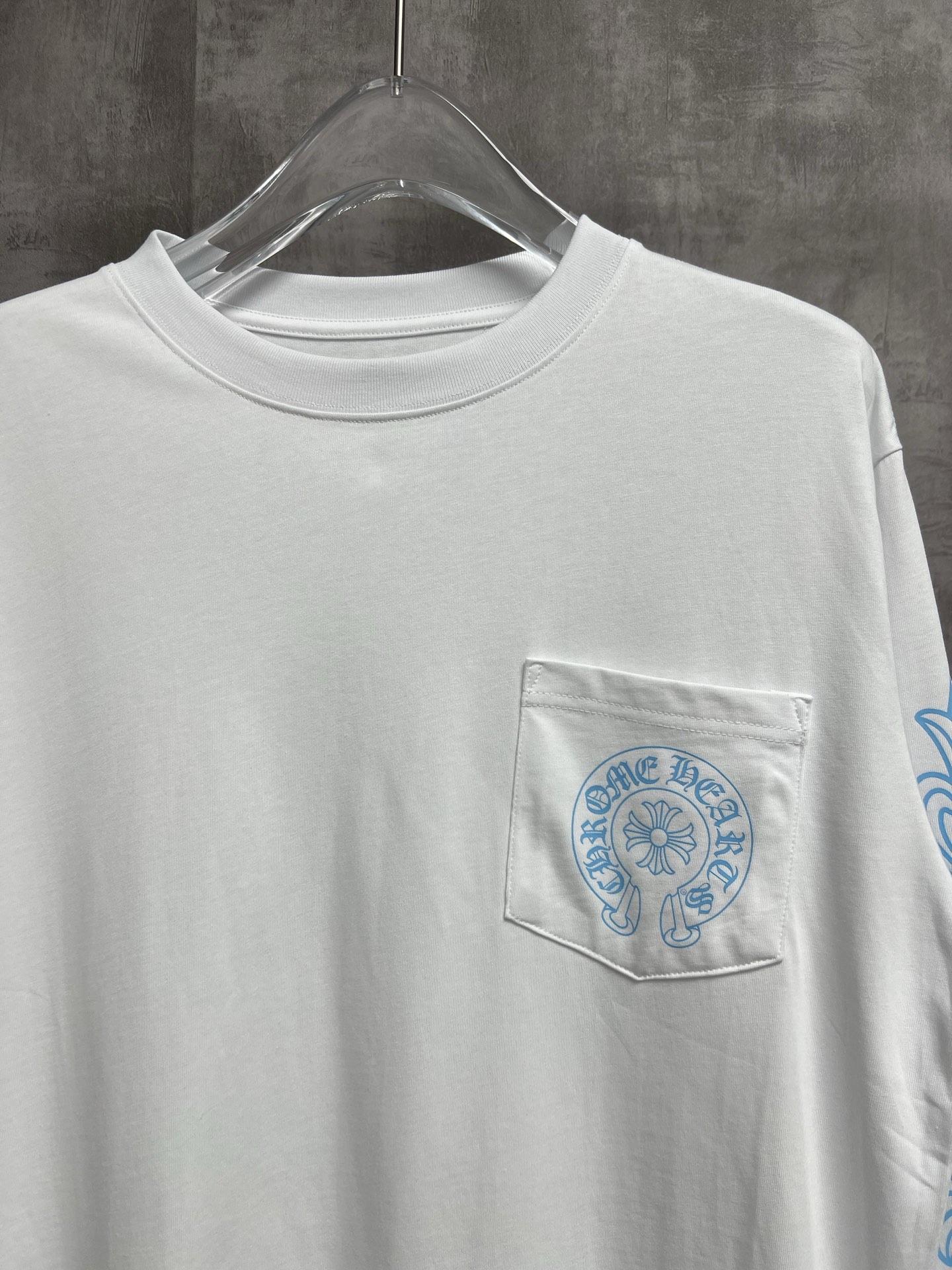 クロムハーツ CH25SS ブルーフローラル ホースシュー クロス ロングスリーブTシャツ ホワイト