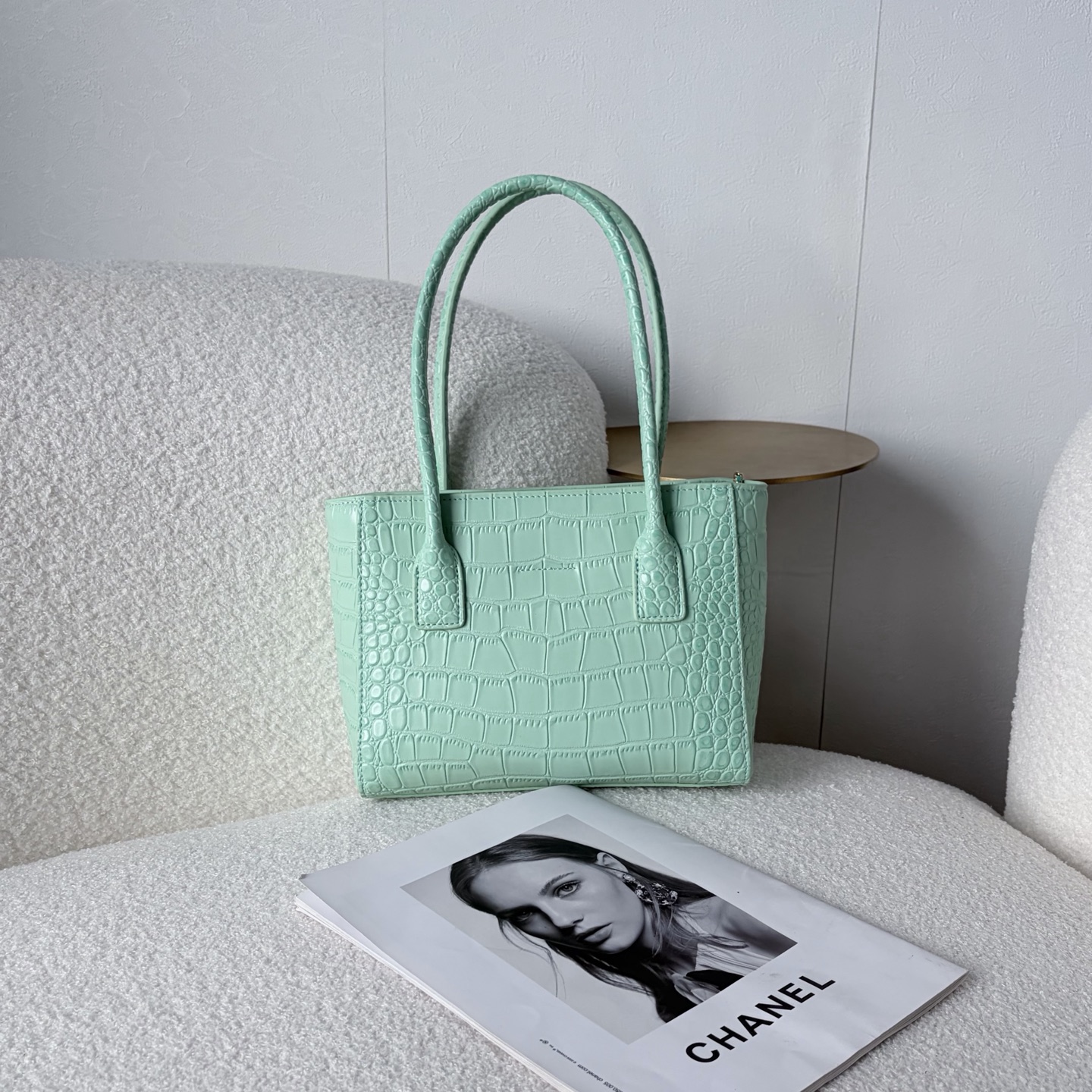CHANEL 2027春夏 クロコダイル型押し トートバッグ ミントグリーン