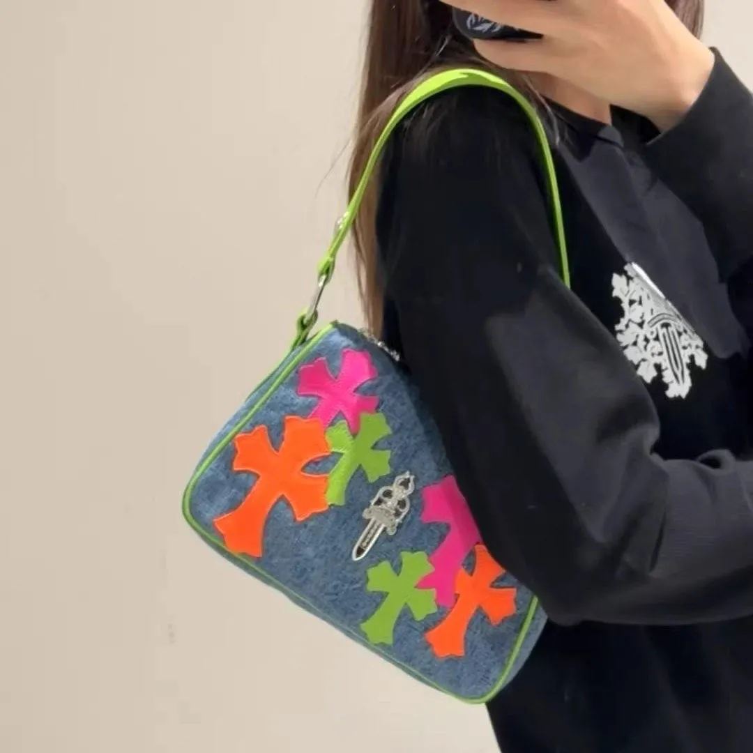 クロムハーツ マイアミアートバーゼル マルチカラーパッチ デニム クロスパッチ ナゲットバッグ