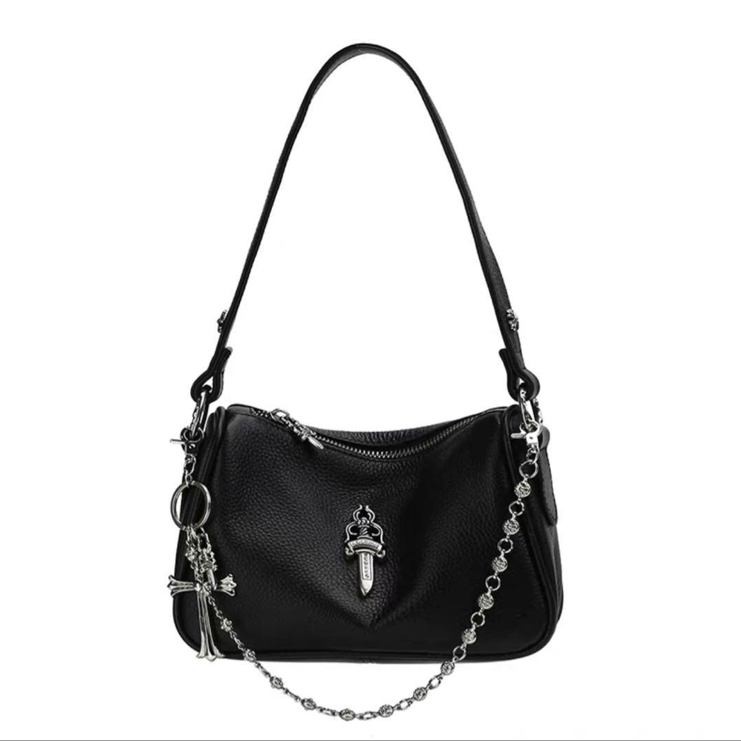  大人気 カーフレザー Chrome Hearts/クロムハーツ バッグ  レディース ホーボーバッグ ブラック
