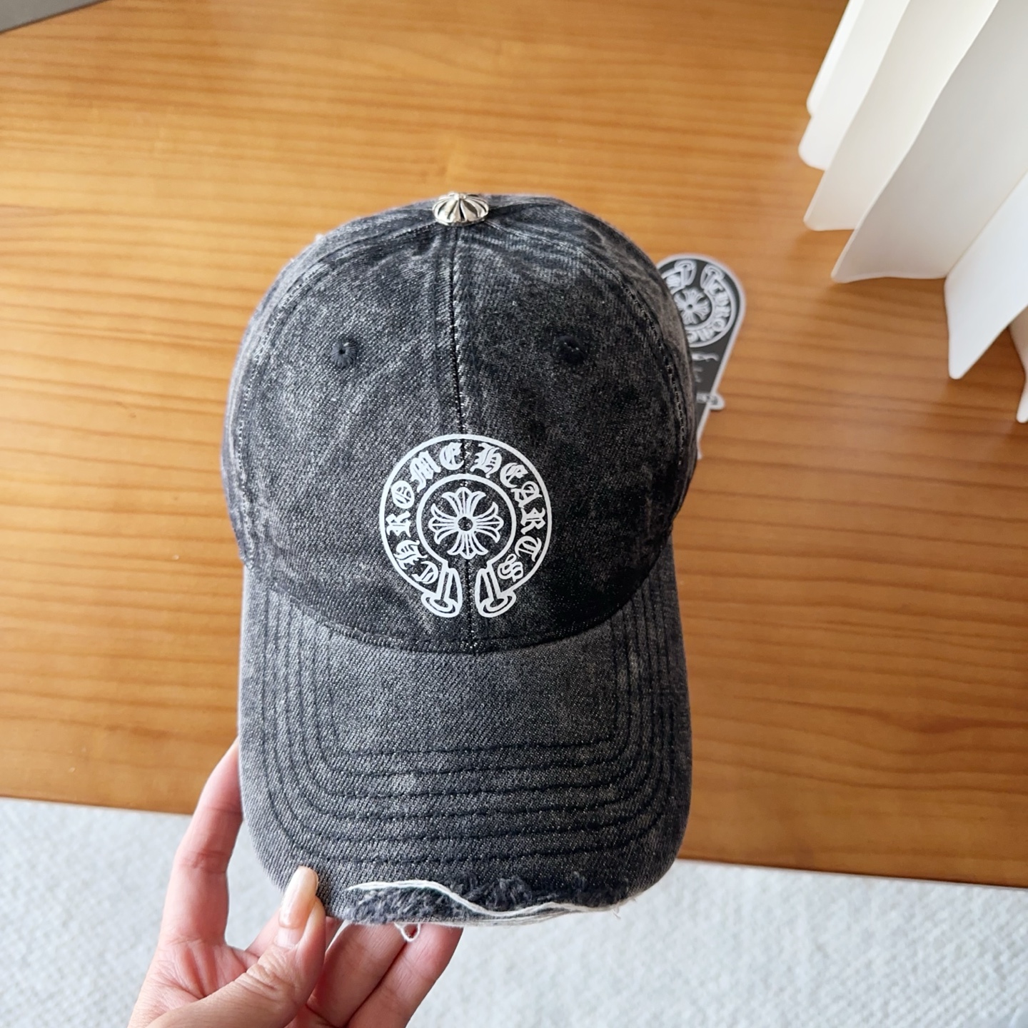 クロムハーツ デニムキャップ CHロゴ刺繍 ウォッシュ加工 ベースボールキャップ メンズ レディース