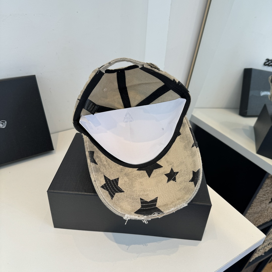 クロムハーツ スター柄 クロスチャーム ダメージ加工 キャップ｜ユニセックス ベースボールキャップ