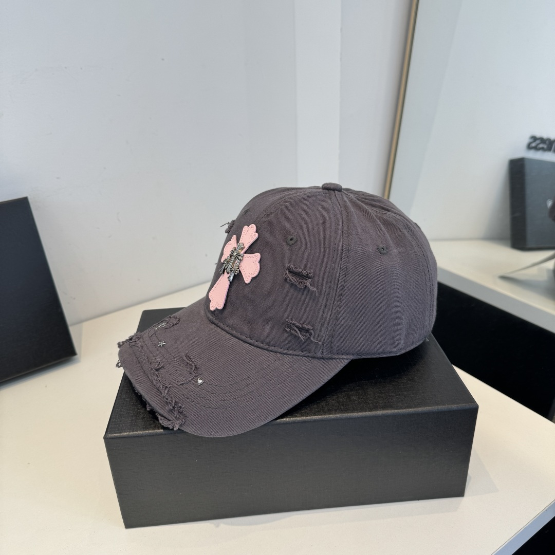 クロムハーツ クロスパッチ ダメージ加工 キャップ｜12カラー ユニセックス ベースボールキャップ