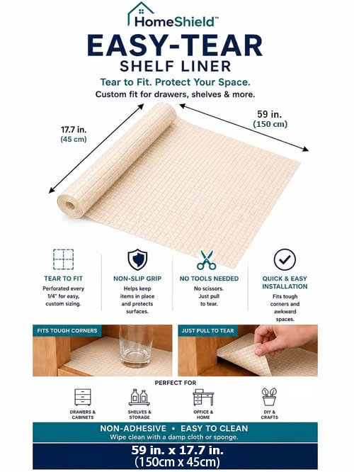 🚨📢 2026 VIRAL HOME HACK: Smart Grid Easy-Tear Shelf Liner Pack — Flash Sale Ends Tonight!