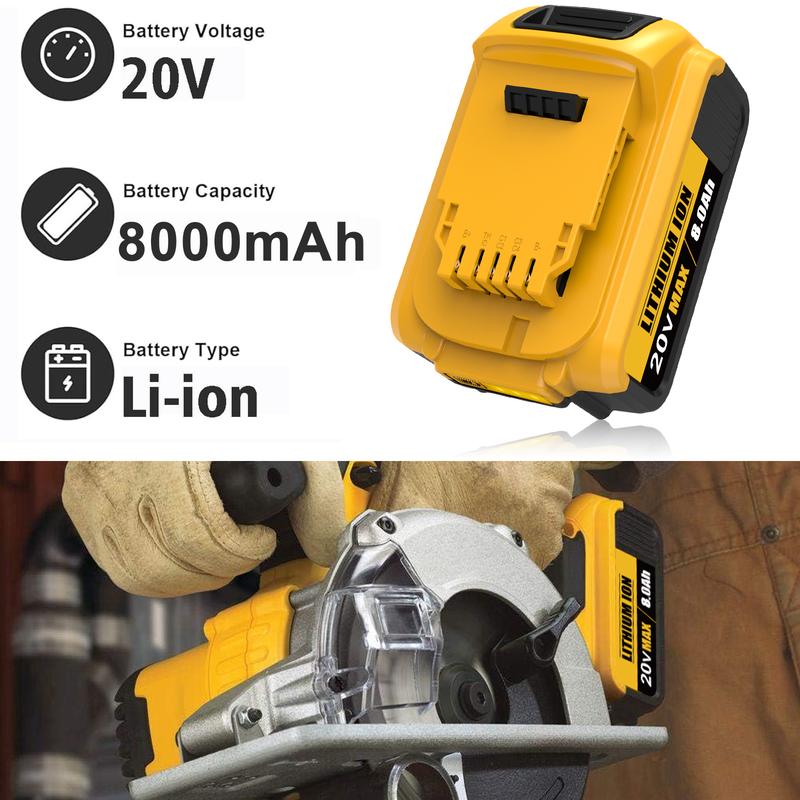 8.0Ah Lithium Battery Replacement for Dewalt 20V Battery Lithium-ion MAX DCB200 DCD/DCF/DCG/DCS Series dewalt batteries