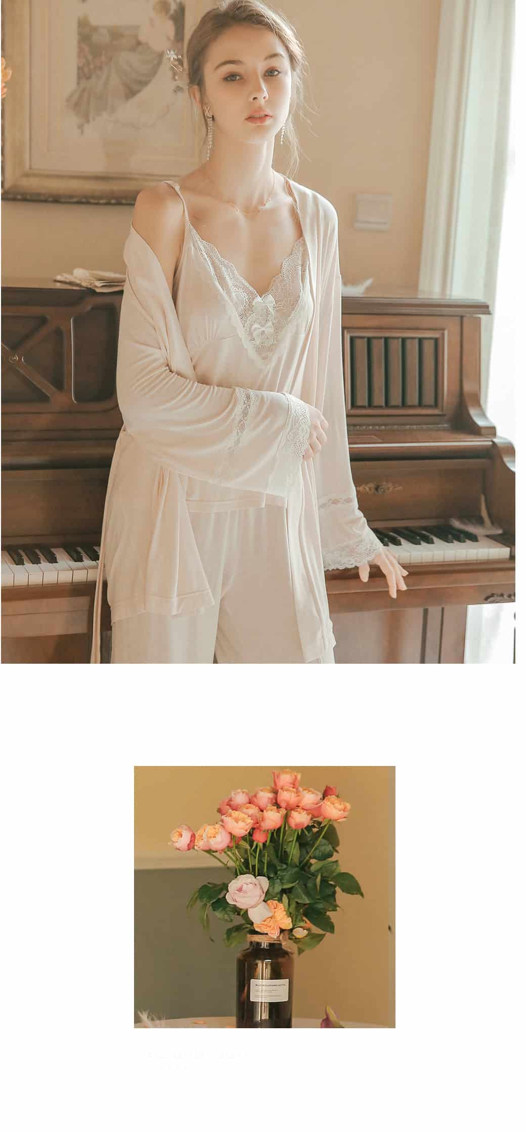 三件式棉質浴袍家居服 ( #106651 )-Toys-L.HK