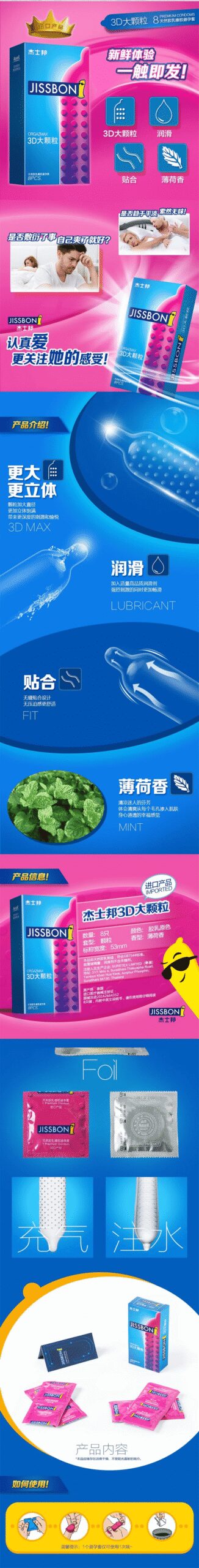 🇦🇺 杰士邦3D大顆粒安全套 - 8片-Toys-L.HK