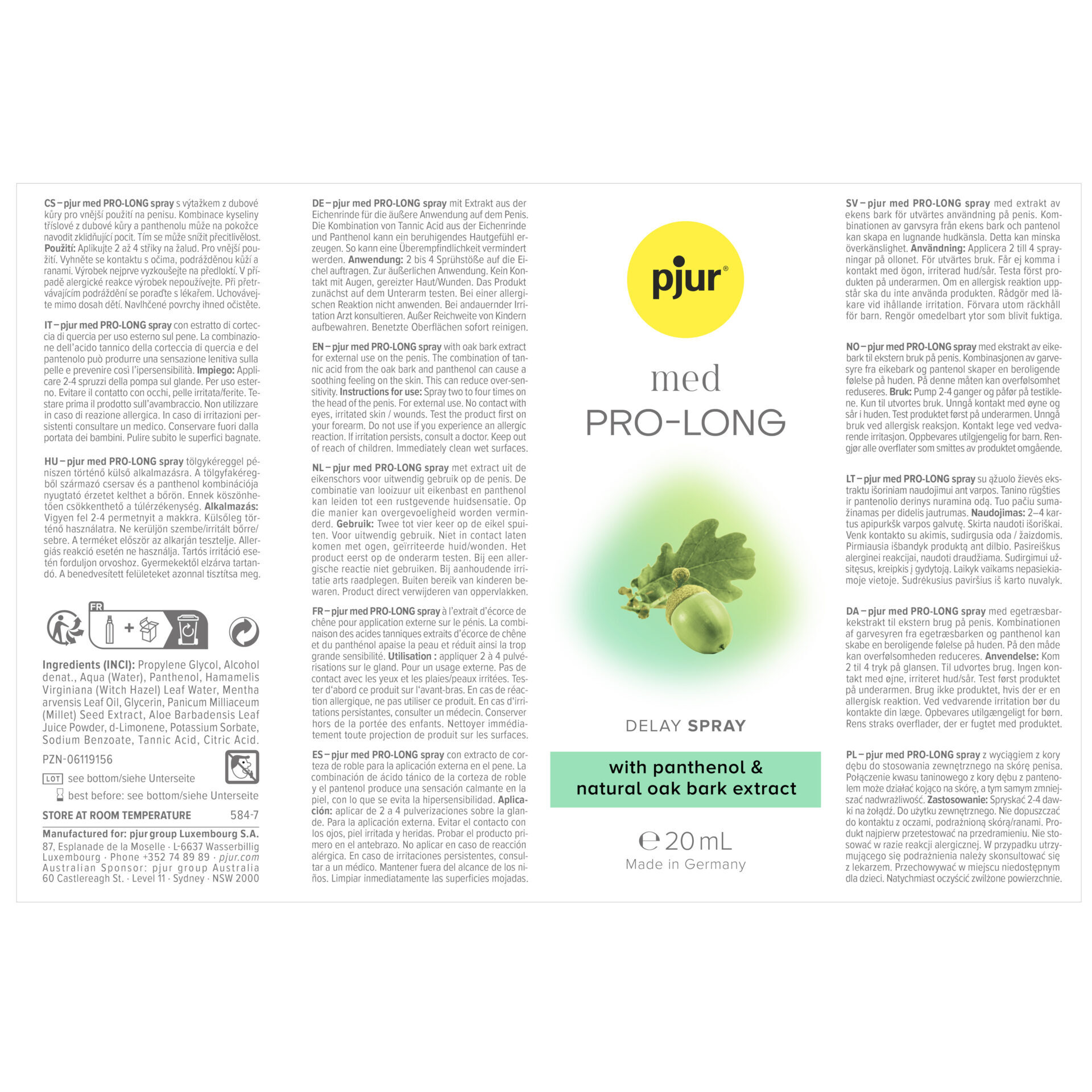 🇩🇪 Pjur med Pro-Long 草本持久噴霧 - 20ml-Toys-L 玩巨撚