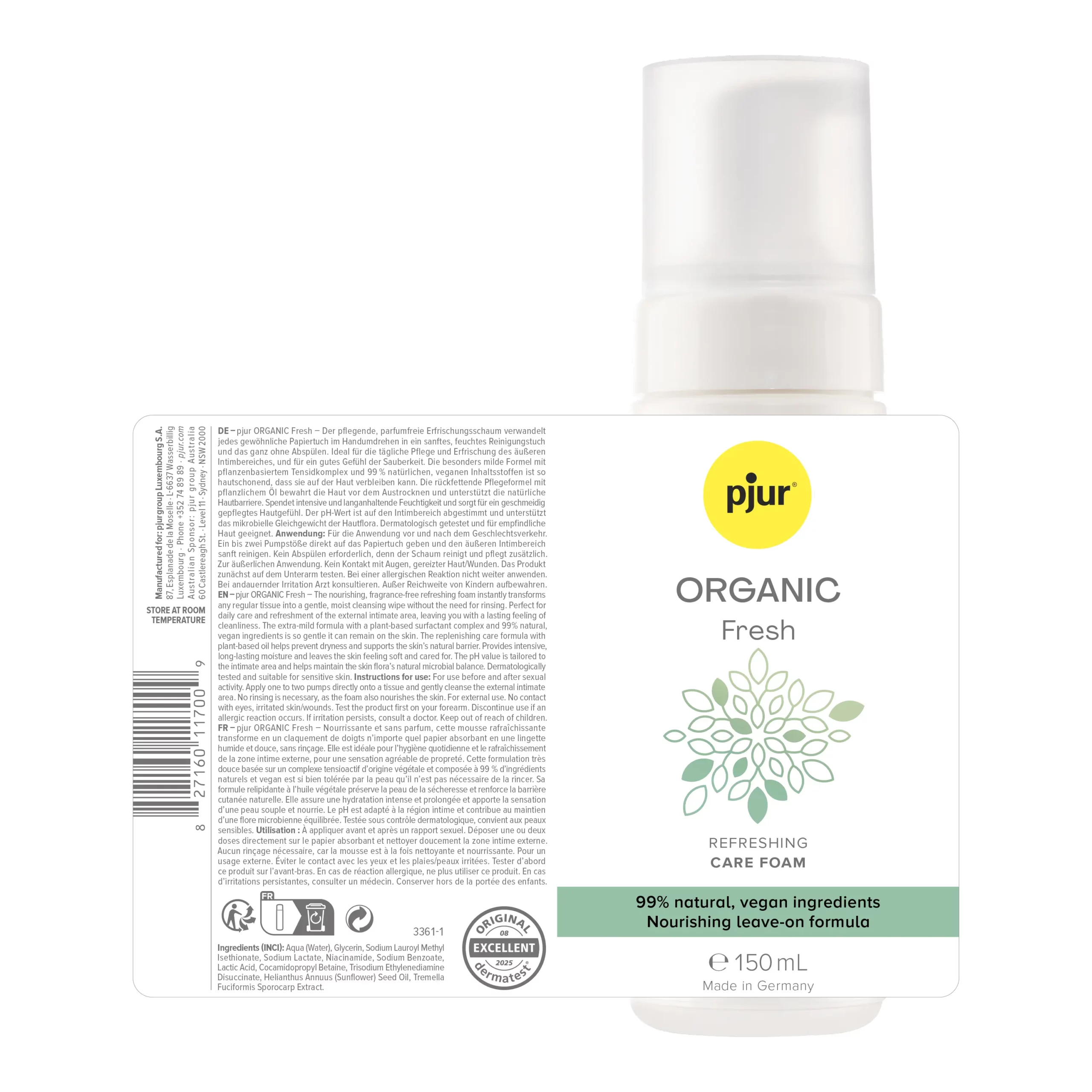 🇩🇪 Pjur Organic Fresh 清爽呵護私處清潔泡沫 - 150ml-Toys-L 玩巨撚