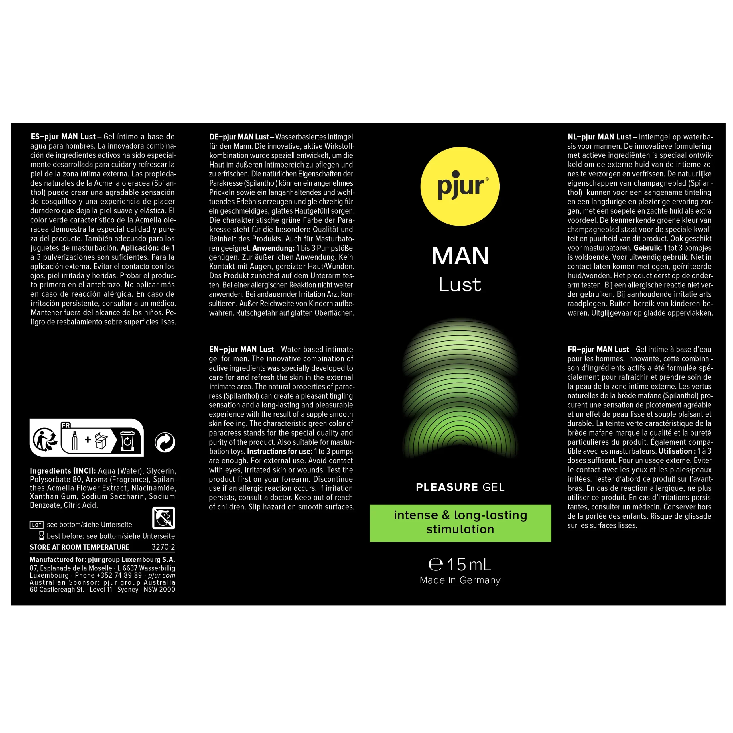🇩🇪 Pjur Man Lust 長效男士快感增強凝膠 - 15ml-Toys-L 玩巨撚