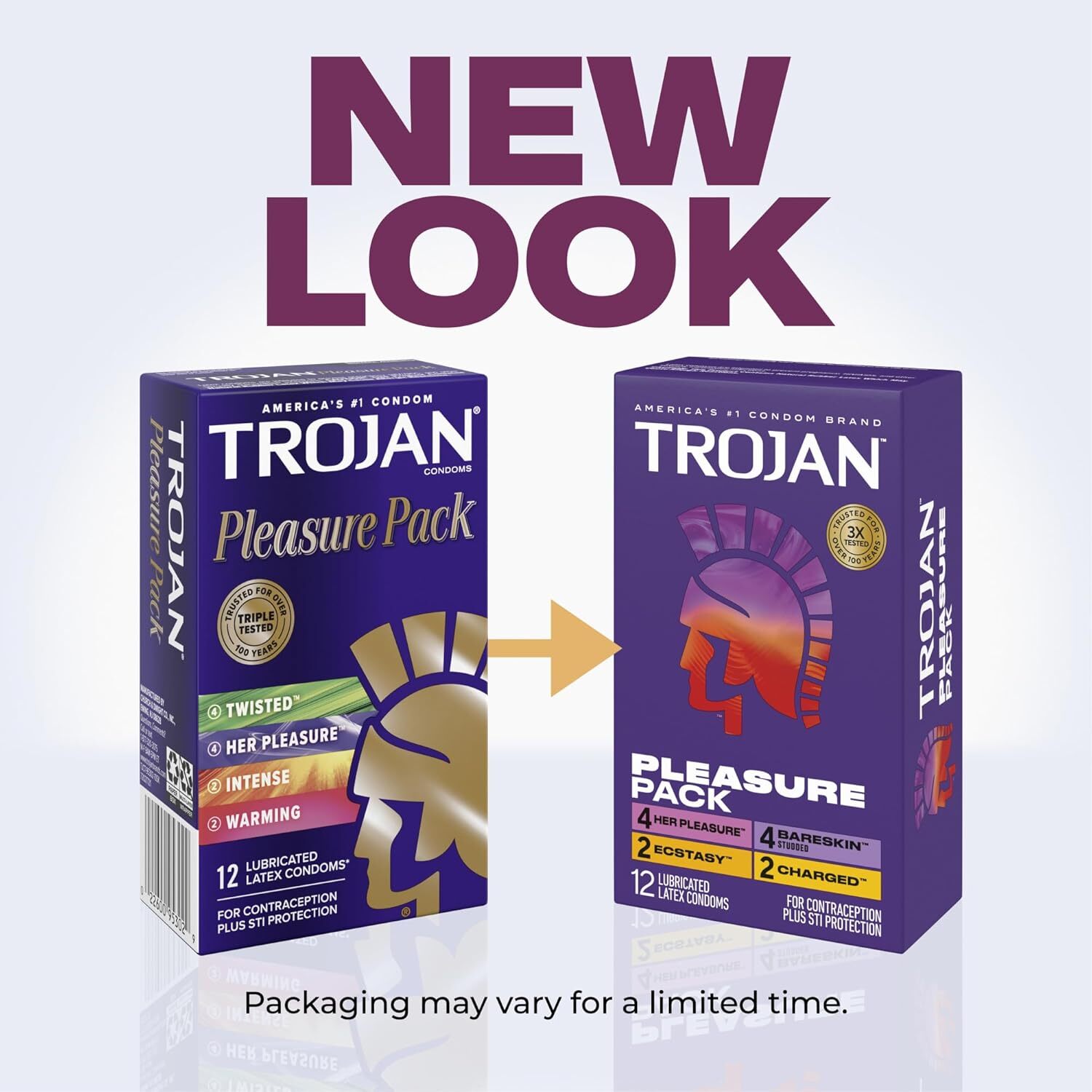 🇺🇸 Trojan Pleasure Pack 刺激凸紋雜錦安全套 - 12片-Toys-L.HK