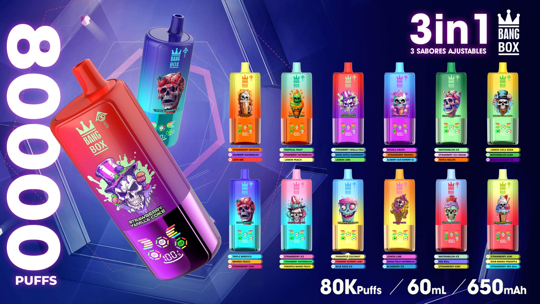 BANG BOX 80000 puff 3 in1 Flavor Disposable Vape